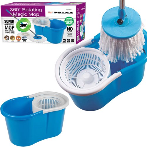 360° SPINNING ROTATING 2 MICROFIBRE CLEANING HEADS SPIN MOP