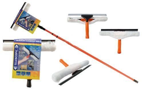 3.5M TELESCOPIC CONSERVATORY WINDOW GLASS CLEANING CLEANER KIT WITH SQUEEGEE NEW