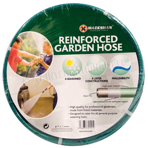 GARDEN HOSE PIPE REEL REINFORCED TOUGH OUTDOOR WATER HOSEPIPE GREEN QUALITY NEW