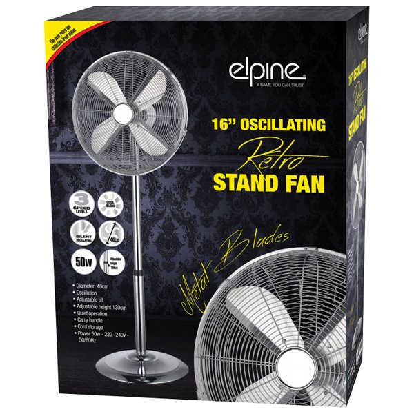 16" CHROME PEDESTAL OSCILLATING STAND STANDING COOLING FAN HOME COOL AIR TOWER