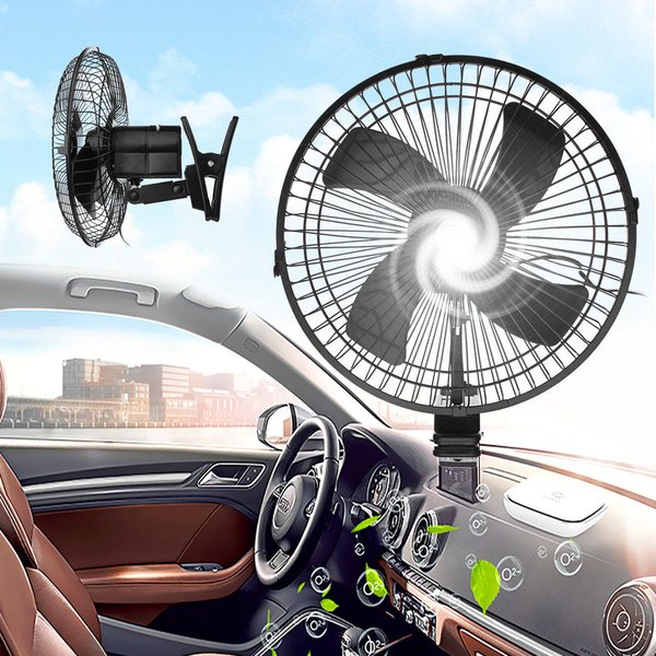 8" 24V CLIP ON CAR OSCILLATING FAN 2M CABLE SPEED CONTROLLER TRUCK VAN COOLING