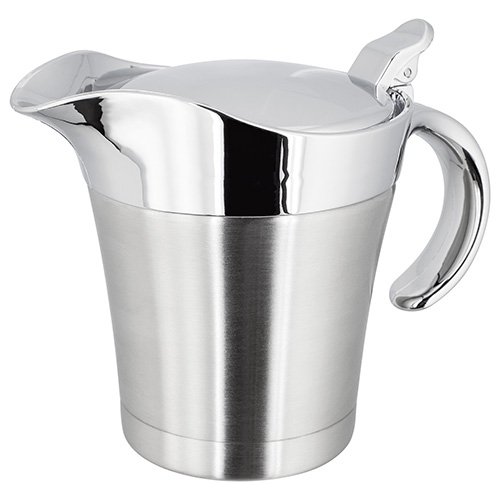 DOUBLE WALL INSULATED STAINLESS STEEL GRAVY BOAT 500ML SAUCE JUG LID KITCHEN NEW