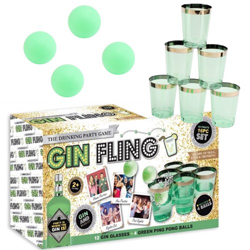 GIN FLING 16PC ADULTS PARTY PING PONG DRINKING GAME XMAS GIFT