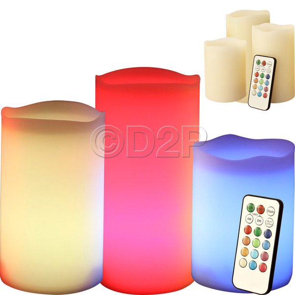 4PC COLOUR CHANGING FLICKERING FLAMELESS LED WAX MOOD CANDLES VANILLA SCENTED