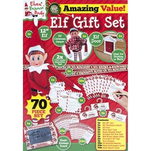 NEW NAUGHTY ELF GIFT SET 70PC KIDS ACTIVITY XMAS GIFT TOY FAMILY FUN PARTY