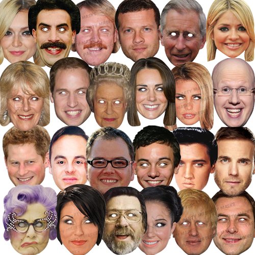20 X CELEBRITY FACE PARTY MASKS FUN STAG DO FANCY MASK DRESS BIRTHDAY HEN #MP2 