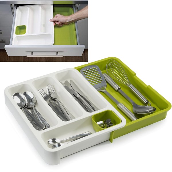 EXPANDABLE WOODEN CUTLERY HOLDER TIDY ORGANISER DRAWER UTENSILS TRAY UNIT NEW