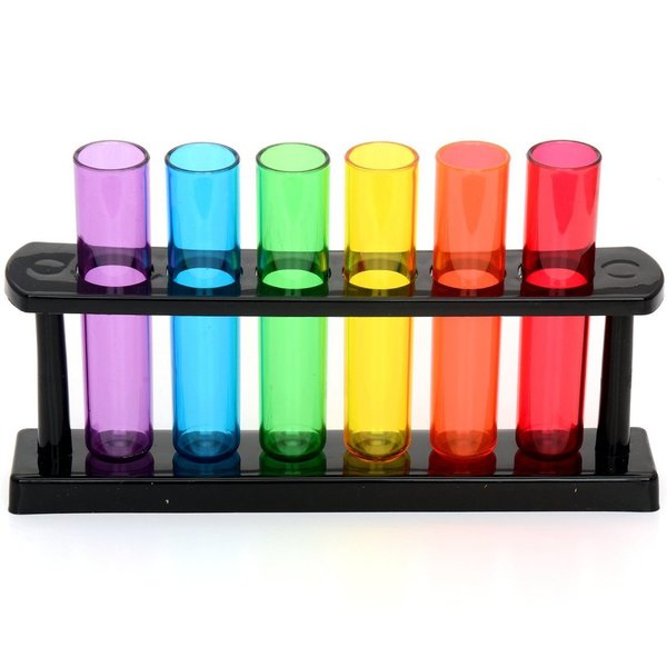 TEST TUBE SHOOTERS WITH LAB STYLE RACK PARTY BAR ACCESSORY SHOT GLASSES DRINKS