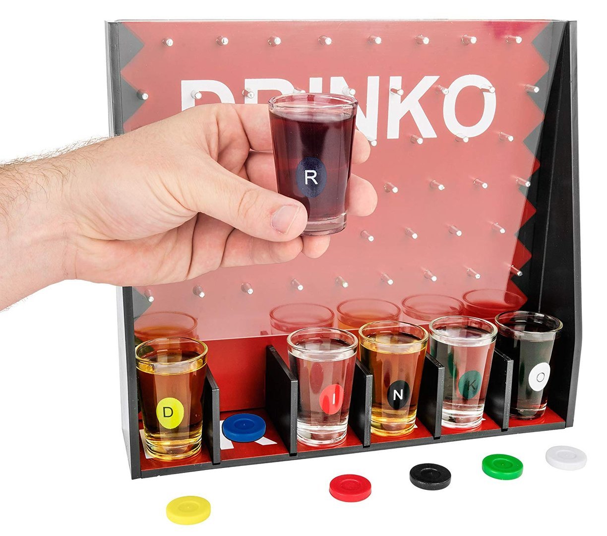 ADULT DRINKING GAME DRINKO 6 SHOT GLASSES HEN STAG Birthday BBQ PARTY Games 