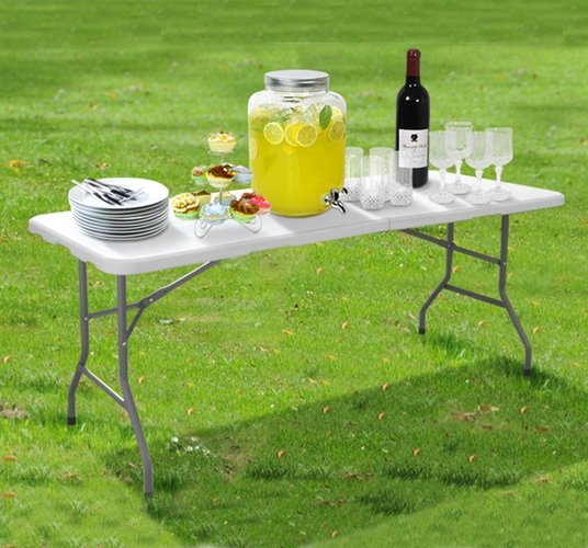 6FT HEAVY DUTY FOLDING TABLE PORTABLE PLASTIC CAMPING GARDEN PARTY CATERING 4FT 