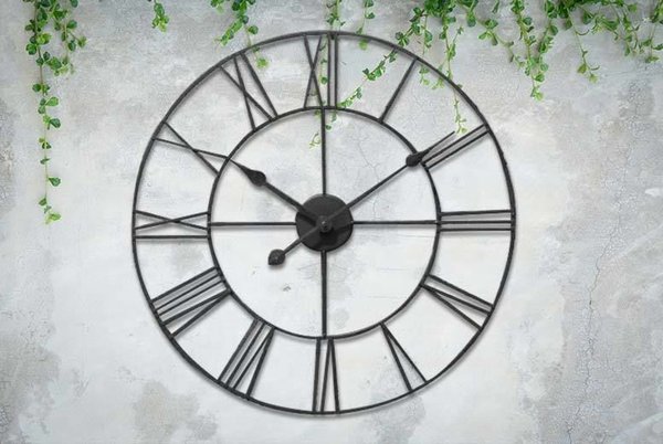 NEW BIG ROMAN NUMERALS GIANT OPEN FACE METAL LARGE OUTDOOR GARDEN WALL CLOCK NEW