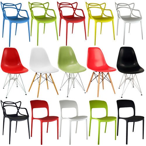 2 X RETRO CHAIR BAR STOOL DINING LOUNGE KITCHEN HOME MODERN DSR DSW PLASTIC NEW