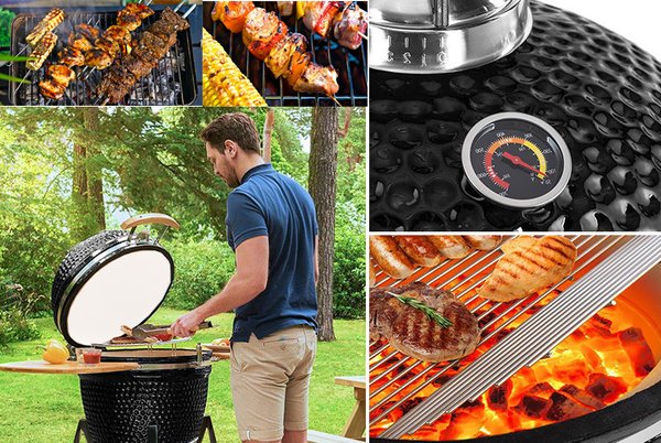 KAMADO SMOKER BBQ CHARCOAL BARBECUE GRILL OUTDOOR GARDEN COOKING EGG COOKER OVEN