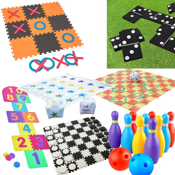 JUMBO OUTDOOR GARDEN GAMES KIDS FAMILY FUN ACTIVITY GIANT TOYS BOWLING DOMINOES