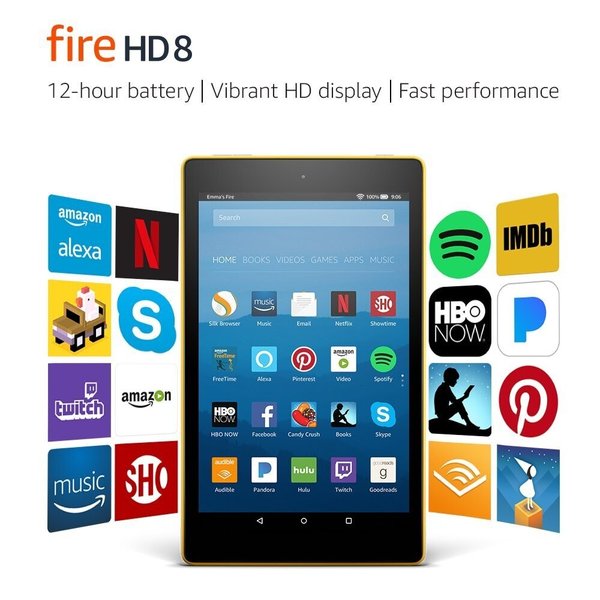 Grade A - Amazon Refurbished Product -  Fire HD 8 Alexa Amazon Prime Enabled Portable Tablet 16gb